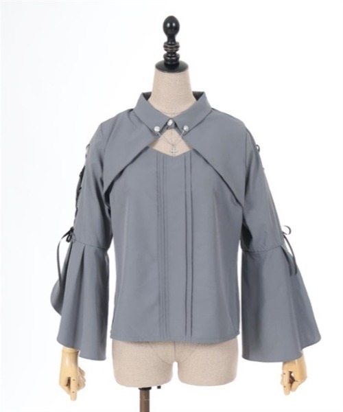 axes femme POETIQUE（アクシーズファムポエティック）の「クロスチャーム付長袖ブラウス（シャツ/ブラウス・レディース・ホワイト/ブラック/グレー・MEDIUM）」の22枚目の写真