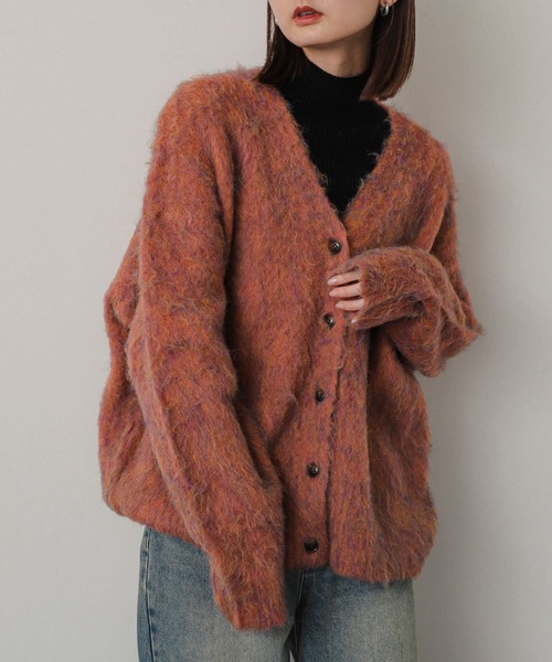 SENSE OF PLACE by URBAN RESEARCH（センスオブプレイスバイアーバンリサーチ）の「シャギールーズカーディガン（カーディガン/ボレロ・レディース・オレンジ/パープル/ブラウン/ライトブルー・ONE）」の4枚目の写真