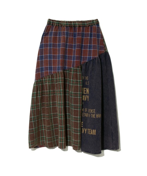 【セール】CUBE SUGAR/キューブシュガー チェックｘ天竺パウダー加工ティアードSK（スカート）｜CUBE SUGAR（キューブシュガー）