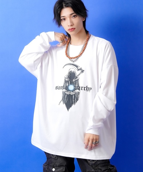 a.p.o.v.(エーピーオービー)の「a.p.o.v. デザインプリントオーバーサイズカットソー(Tシャツ/カットソー・メンズ・ブラック系2/ホワイト系3/ホワイト系1/ホワイト系2/ブラック系1/ブラック系3・ONESIZE)」の2枚目の写真