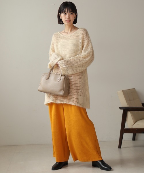 Bou Jeloud（ブージュルード）の「ネコヤーンラメシアーニット（ニット/セーター・レディース・ライトブルー/グレイッシュベージュ/イエロー・FREE）」の4枚目の写真