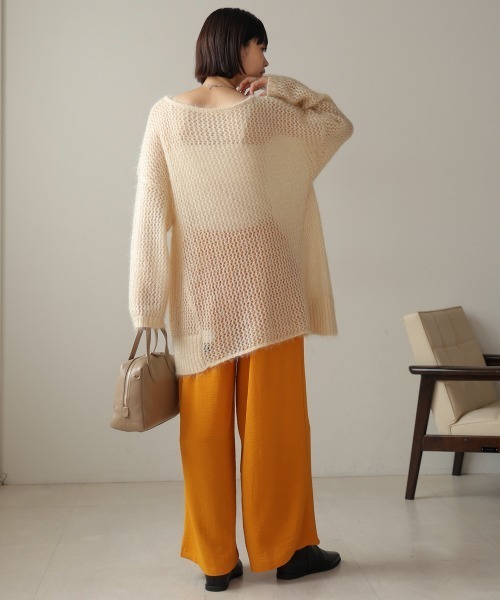 Bou Jeloud（ブージュルード）の「ネコヤーンラメシアーニット（ニット/セーター・レディース・ライトブルー/グレイッシュベージュ/イエロー・FREE）」の10枚目の写真