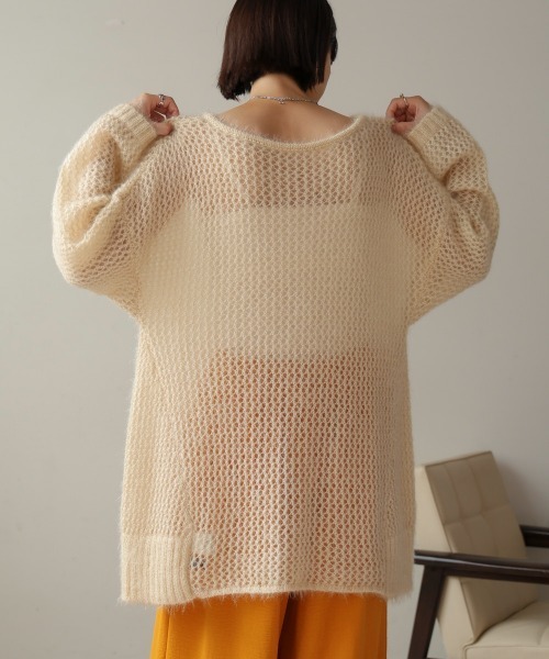 Bou Jeloud（ブージュルード）の「ネコヤーンラメシアーニット（ニット/セーター・レディース・ライトブルー/グレイッシュベージュ/イエロー・FREE）」の11枚目の写真