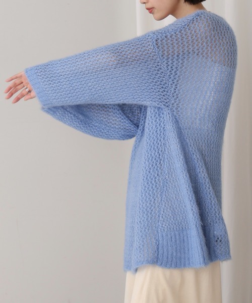 Bou Jeloud（ブージュルード）の「ネコヤーンラメシアーニット（ニット/セーター・レディース・ライトブルー/グレイッシュベージュ/イエロー・FREE）」の16枚目の写真