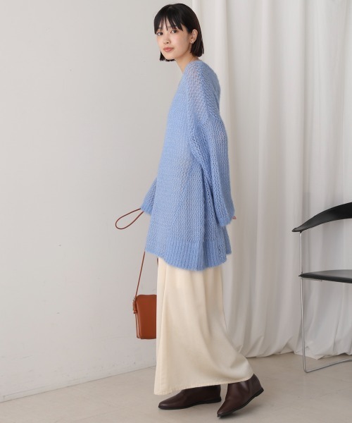 Bou Jeloud（ブージュルード）の「ネコヤーンラメシアーニット（ニット/セーター・レディース・ライトブルー/グレイッシュベージュ/イエロー・FREE）」の17枚目の写真