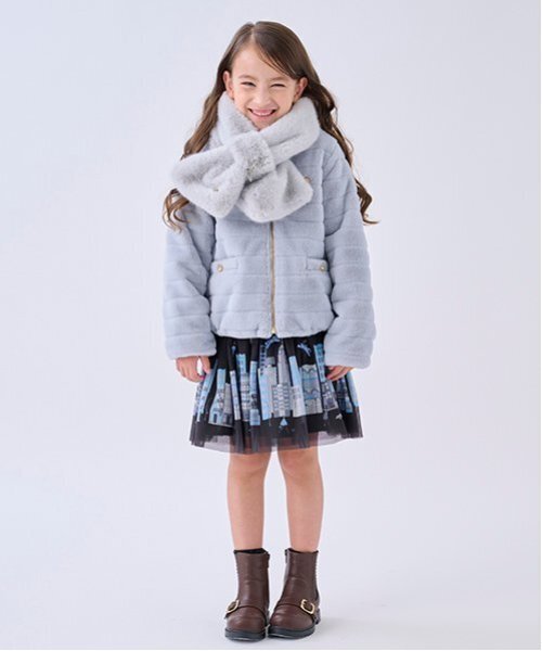 kate spade new york kids(ケイトスペードニューヨーク)の「スターフェイクファーマフラー(マフラー・キッズ・サックスブルー・FREE)」の15枚目の写真