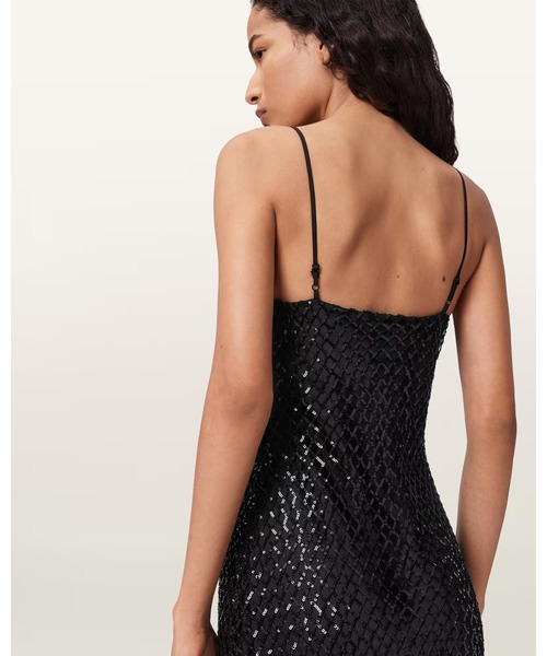 ALLSAINTS(オールセインツ)の「CHANTELLE SEQUIN MIDI SLIP DRESS | CHANTELLE スパンコール ミディ ドレス・ワンピース(ワンピース・レディース・ブラック・8/6/4/10)」の6枚目の写真