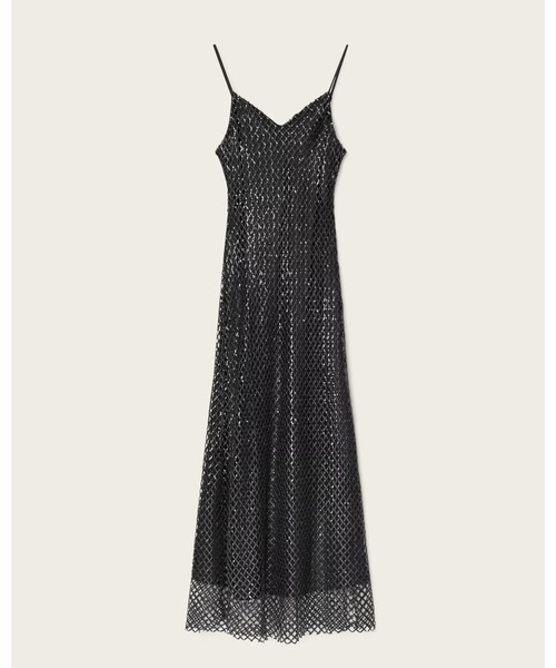 ALLSAINTS(オールセインツ)の「CHANTELLE SEQUIN MIDI SLIP DRESS | CHANTELLE スパンコール ミディ ドレス・ワンピース(ワンピース・レディース・ブラック・8/6/4/10)」の3枚目の写真