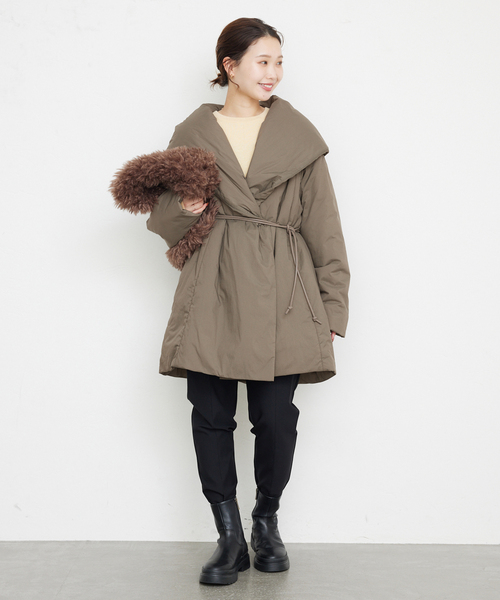 SLOBE IENA（スローブイエナ）の「フード中綿コート（その他アウター・レディース・カーキ/グレー・FREE）」の12枚目の写真