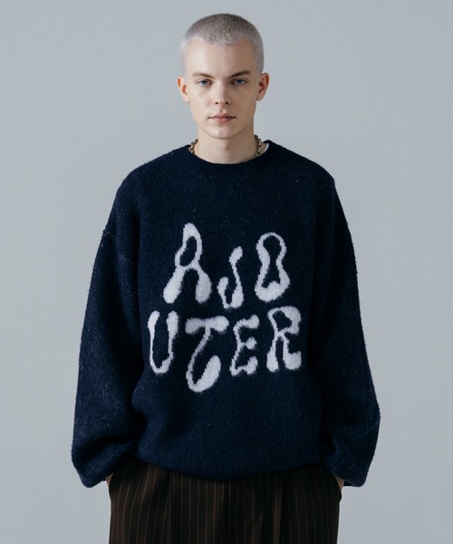 ajouter flow（アジューテフロー）の「【ajouter flow】double jacquard logo knit（ニット/セーター・メンズ・ピンク/ブラック/ネイビー・L/M）」の2枚目の写真