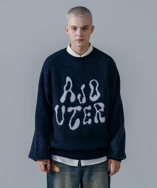 ajouter flow（アジューテフロー）の「【ajouter flow】double jacquard logo knit（ニット/セーター・メンズ・ピンク/ブラック/ネイビー・L/M）」の20枚目の写真