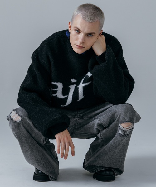 ajouter flow（アジューテフロー）の「【ajouter flow】double jacquard logo knit（ニット/セーター・メンズ・ピンク/ブラック/ネイビー・L/M）」の19枚目の写真