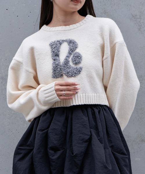 RAY CASSIN(レイカズン)の「【4色展開】ラメロゴジャガードニット(ニット/セーター・レディース・アイボリー/ブラック/ブラウン/レッド・FREE)」の8枚目の写真