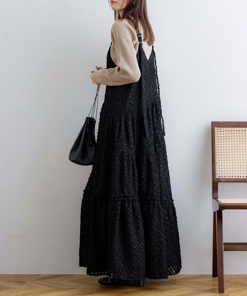 NOAHL（ノアル）の「【NOAHL】アシンメトリーティアードキャミワンピース（ワンピース・レディース・ブラウン/ブラック/アイボリー/ライトベージュ・XS/S/M/L）」の7枚目の写真