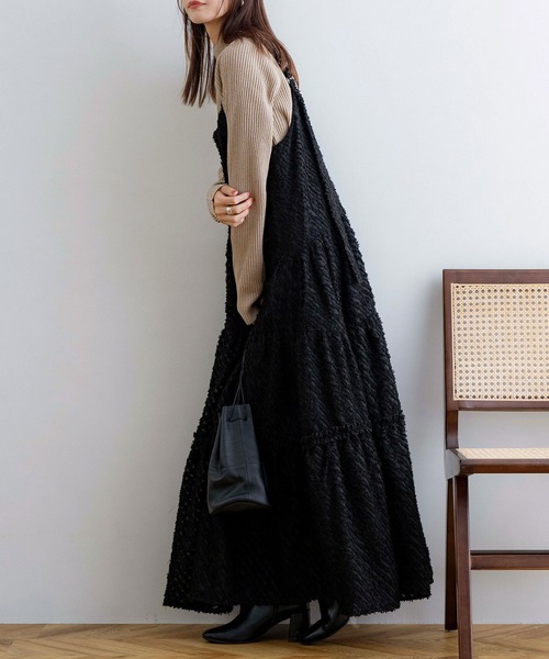 NOAHL（ノアル）の「【NOAHL】アシンメトリーティアードキャミワンピース（ワンピース・レディース・ブラウン/ブラック/アイボリー/ライトベージュ・XS/S/M/L）」の8枚目の写真