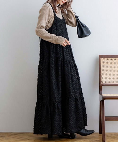 NOAHL（ノアル）の「【NOAHL】アシンメトリーティアードキャミワンピース（ワンピース・レディース・ブラウン/ブラック/アイボリー/ライトベージュ・XS/S/M/L）」の9枚目の写真