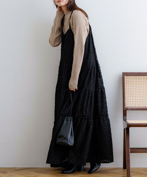 NOAHL（ノアル）の「【NOAHL】アシンメトリーティアードキャミワンピース（ワンピース・レディース・ブラウン/ブラック/アイボリー/ライトベージュ・XS/S/M/L）」の10枚目の写真