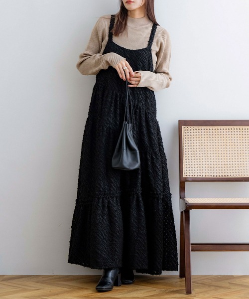 NOAHL（ノアル）の「【NOAHL】アシンメトリーティアードキャミワンピース（ワンピース・レディース・ブラウン/ブラック/アイボリー/ライトベージュ・XS/S/M/L）」の6枚目の写真