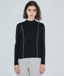 マシンウォッシャブル　チェンジリブメローニット