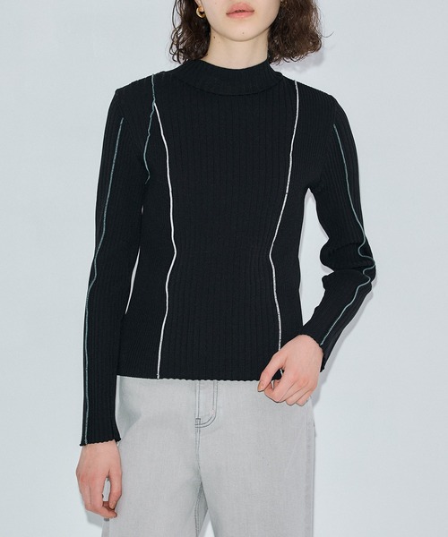 PUBLIC TOKYO（パブリックトウキョウ）の「マシンウォッシャブル　チェンジリブメローニット（ニット/セーター・レディース・ホワイト/ブラック・FREE）」の11枚目の写真