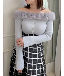 【ゲリラ値下】モヘア✴︎ネイビーオフショルダー ニット ニット/セーター（ブルー・ネイビー/青色系・オフショルダー