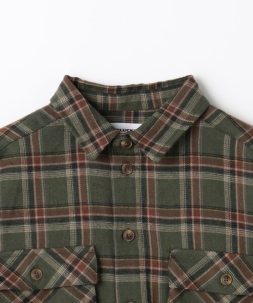 green label relaxing（グリーンレーベルリラクシング）の「【別注】＜Pluckys＞ネルシャツ / キッズ  100cm-130cm（シャツ/ブラウス・キッズ・ベージュ/オリーブ・110cm/100cm/120cm/130cm）」の4枚目の写真