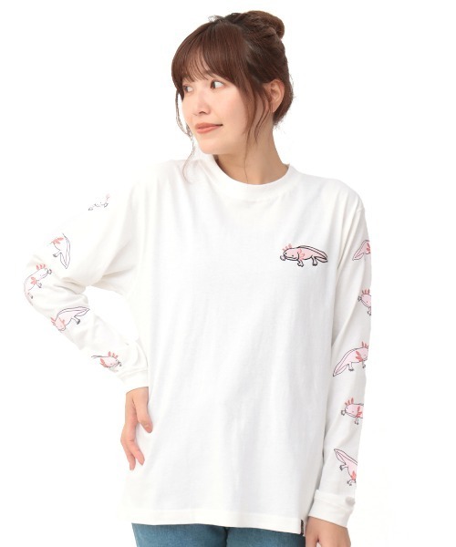 tシャツ go slow caravan USAコットンウーパールーパーロングTシャツ「WEB限定」「ユニセックス」 レディース メンズ go slow caravan USAコットンウーパールーパーロングTシャツ