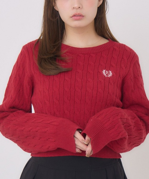 ems excite（エムズエキサイト）の「胸刺繍ケーブルNTPO（ニット/セーター・レディース・ブルー/レッド/ベージュ/ナチュラル・FREE）」の4枚目の写真