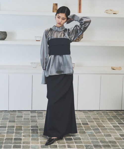 AIC.(エーアイシー)の「ビッグカフスオーガンジーギャザーブラウス(シャツ/ブラウス・レディース・シルバー/ホワイト/ブラック・FREE)」の18枚目の写真