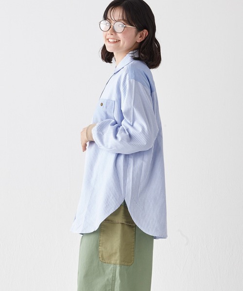 KRIFF MAYER Lady's Collection（クリフメイヤーレディースコレクション）の「ハッピーシャツチュニック（シャツ/ブラウス・レディース・ネイビー/その他5/ナチュラル/カラフル/ライトグリーン/サックスブルー・LARGE/MEDIUM）」の11枚目の写真