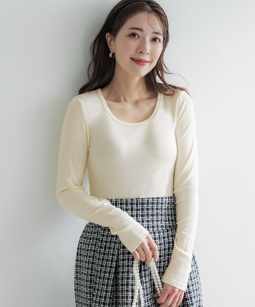 coca(coca)(コカ)の「【WEB限定セール】とろみリブUネック長袖Tシャツ(Tシャツ/カットソー・レディース・アイボリー/グレー/ブラック・L/M/S)」の2枚目の写真