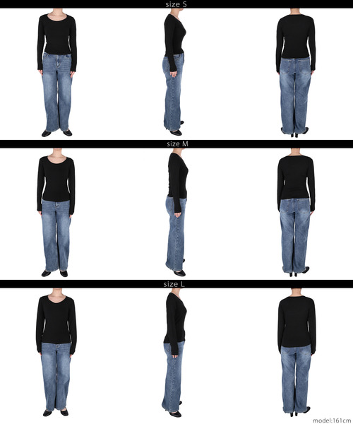 coca(coca)(コカ)の「【WEB限定セール】とろみリブUネック長袖Tシャツ(Tシャツ/カットソー・レディース・アイボリー/グレー/ブラック・L/M/S)」の4枚目の写真