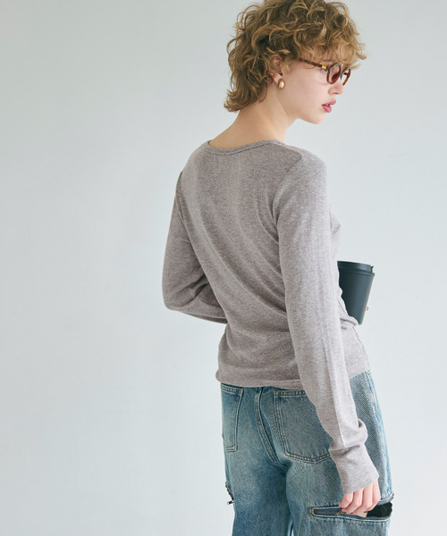 coca(coca)(コカ)の「【WEB限定セール】とろみリブUネック長袖Tシャツ(Tシャツ/カットソー・レディース・アイボリー/グレー/ブラック・L/M/S)」の13枚目の写真
