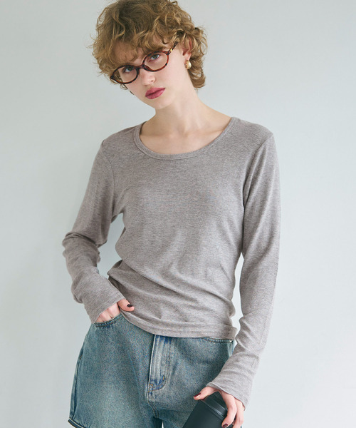 coca(coca)(コカ)の「【WEB限定セール】とろみリブUネック長袖Tシャツ(Tシャツ/カットソー・レディース・アイボリー/グレー/ブラック・L/M/S)」の14枚目の写真