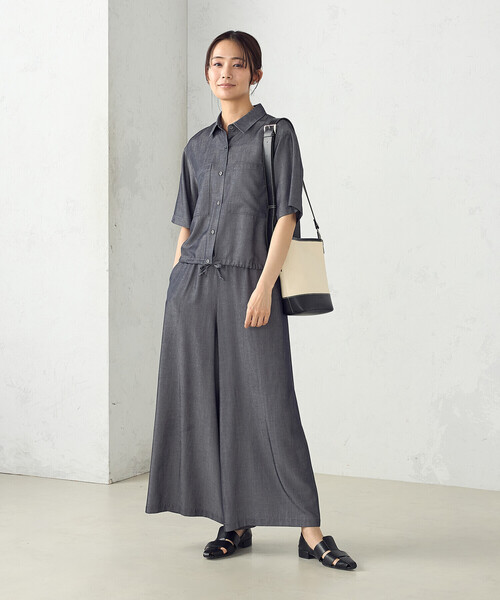 MONO COMME CA(モノコムサ)の「バケツ型 キャンバス ショルダーバッグ(ショルダーバッグ・レディース・キナリ/ブラック・FREE)」の6枚目の写真
