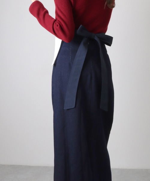 lillilly バックリボンデニムスカート　INDIGO 新品　タグ付き lilLilly バッグリボンデニムスカート インディゴ lillilly
