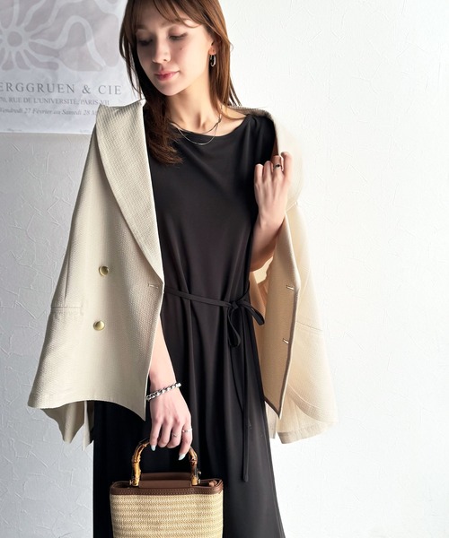 カナ ベルスリーブ前後2wayワンピース ノースリーブ ブラウン 美品✨カナ ベルスリーブ前後2wayワンピース ノースリーブ ブラウン