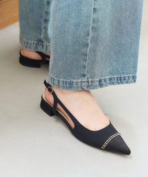 LE TALON | ポインテッドトゥキャップチェーンスリングバック(その他シューズ)