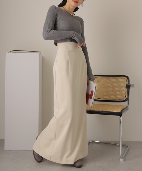 LAULEN（ローレン）の「tuck long tight skirt/タック ロング タイト スカート（スカート・レディース・アイボリー/ブラック・M/S）」の9枚目の写真