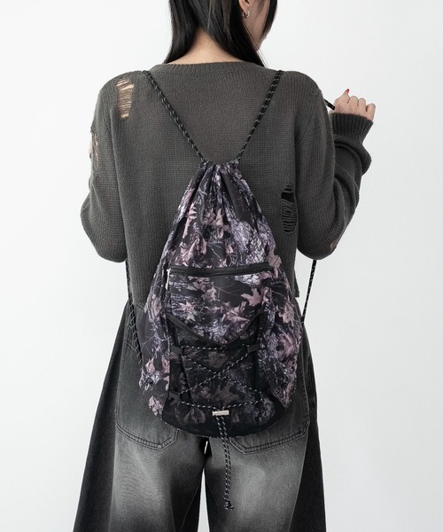 WEGO(ウィゴー)の「WEGO/コードデザインナップサック(バックパック/リュック・レディース・レッド/ブラック/グレー/その他1/その他2・FREE)」の4枚目の写真