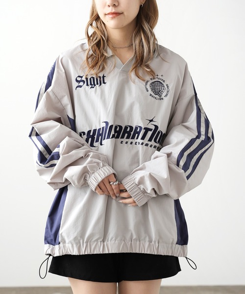 ROOPTOKYO(ループトウキョウ)の「SUGGESTION/サジェッション サッカー襟付ナイロンプルパーカー ナイロンピステ(ブルゾン・メンズ・グレー/ブラック/バーガンディー・M/L)」の12枚目の写真