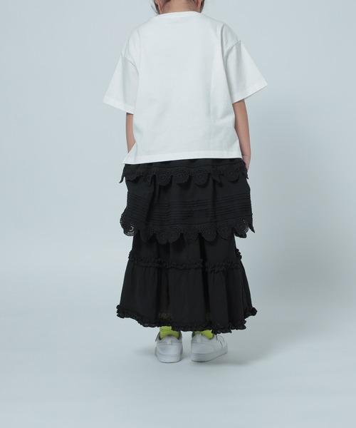 LOWRYS FARM（ローリーズファーム）の「レースミディスカート　292631（スカート・キッズ・ブラック/オフホワイト・150cm/140cm/130cm/120cm/110cm）」の12枚目の写真