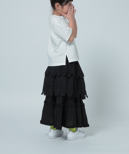 LOWRYS FARM（ローリーズファーム）の「レースミディスカート　292631（スカート・キッズ・ブラック/オフホワイト・150cm/140cm/130cm/120cm/110cm）」の13枚目の写真