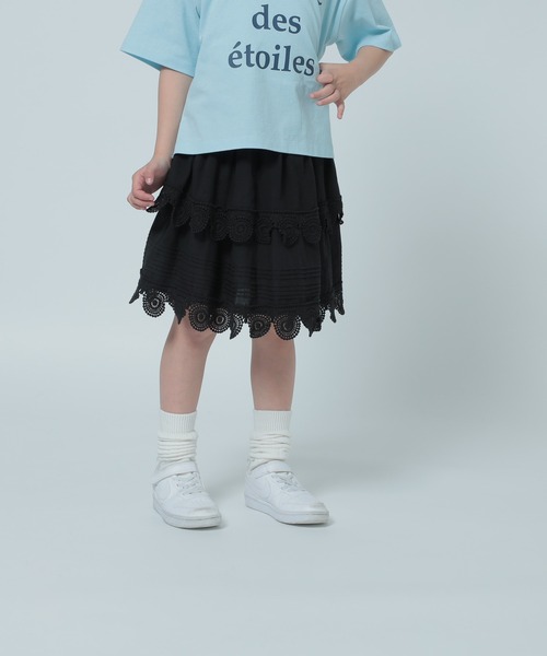LOWRYS FARM（ローリーズファーム）の「レースミディスカート　292631（スカート・キッズ・ブラック/オフホワイト・150cm/140cm/130cm/120cm/110cm）」の14枚目の写真