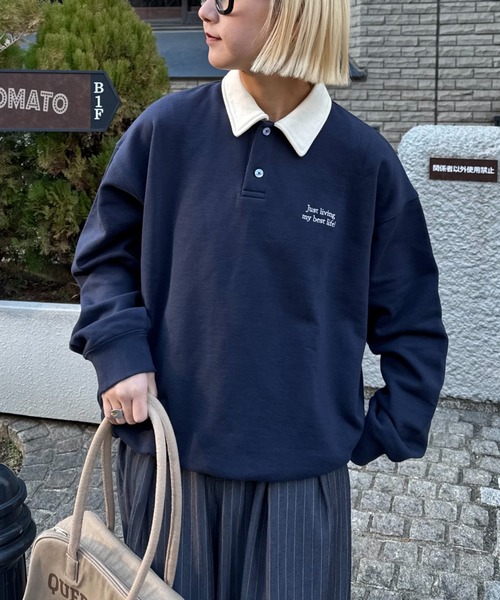 CIAOPANIC TYPY（チャオパニックティピー）の「【UNISEX】刺繍ロゴバイカラーポロスウェット（ポロシャツ・メンズ・ブルー/ネイビー/グレー・MEDIUM/LARGE）」の20枚目の写真