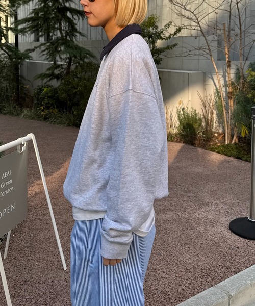 CIAOPANIC TYPY（チャオパニックティピー）の「【UNISEX】刺繍ロゴバイカラーポロスウェット（ポロシャツ・メンズ・ブルー/ネイビー/グレー・MEDIUM/LARGE）」の9枚目の写真