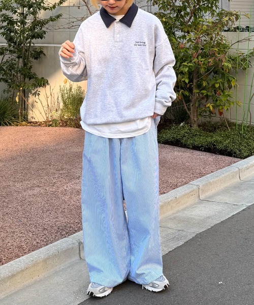 CIAOPANIC TYPY（チャオパニックティピー）の「【UNISEX】刺繍ロゴバイカラーポロスウェット（ポロシャツ・メンズ・ブルー/ネイビー/グレー・MEDIUM/LARGE）」の11枚目の写真