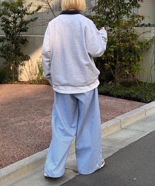 CIAOPANIC TYPY（チャオパニックティピー）の「【UNISEX】刺繍ロゴバイカラーポロスウェット（ポロシャツ・メンズ・ブルー/ネイビー/グレー・MEDIUM/LARGE）」の13枚目の写真