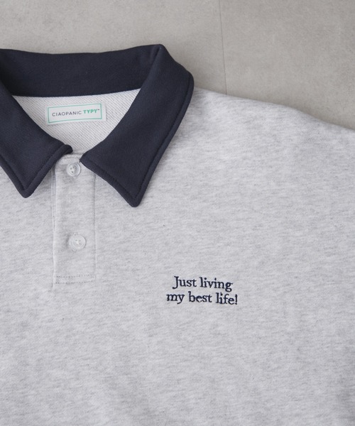 CIAOPANIC TYPY（チャオパニックティピー）の「【UNISEX】刺繍ロゴバイカラーポロスウェット（ポロシャツ・メンズ・ブルー/ネイビー/グレー・MEDIUM/LARGE）」の5枚目の写真