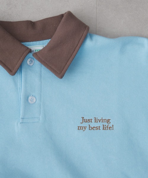 CIAOPANIC TYPY（チャオパニックティピー）の「【UNISEX】刺繍ロゴバイカラーポロスウェット（ポロシャツ・メンズ・ブルー/ネイビー/グレー・MEDIUM/LARGE）」の6枚目の写真